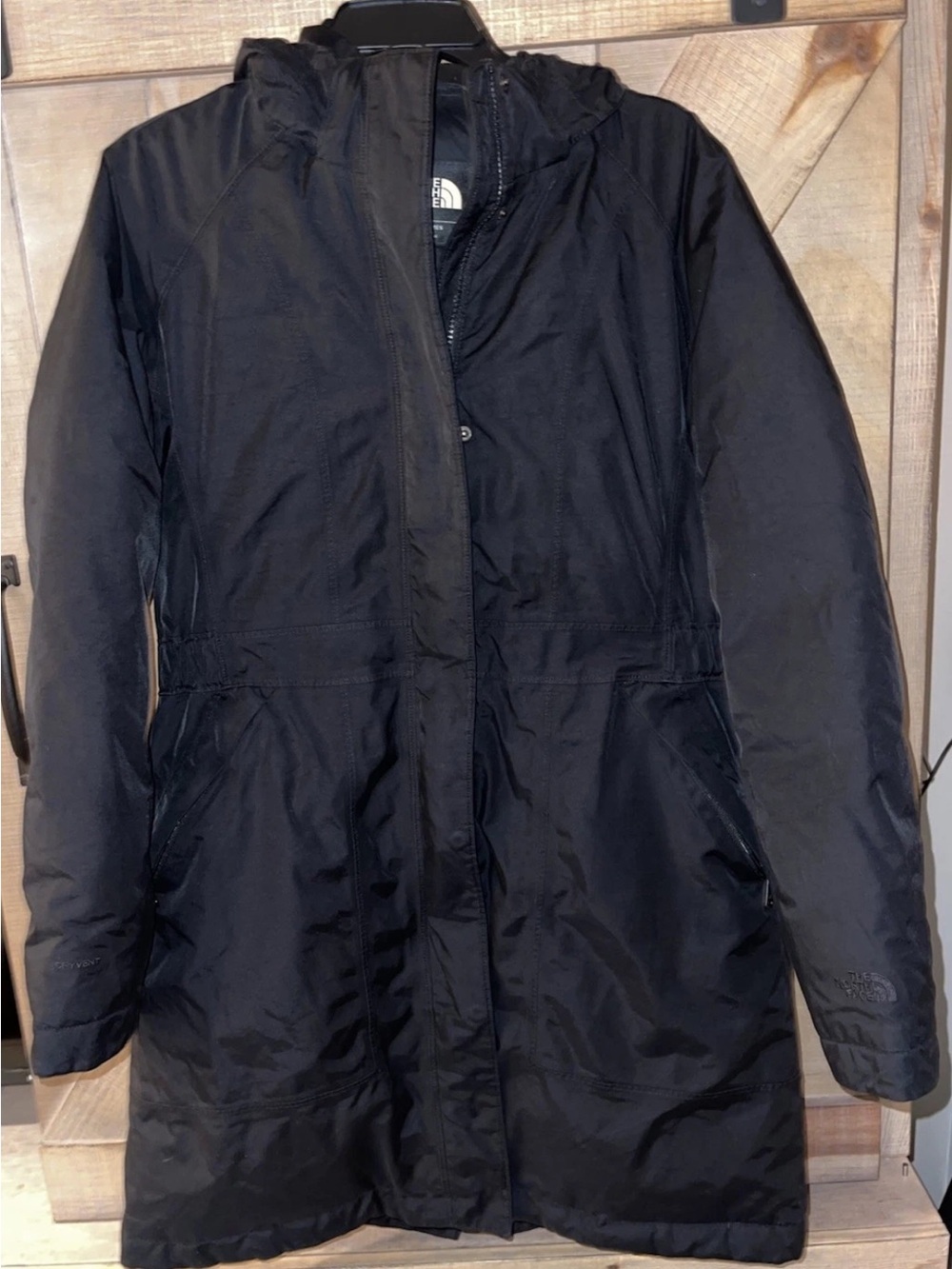The North Face Black Hooded Trench Coat.